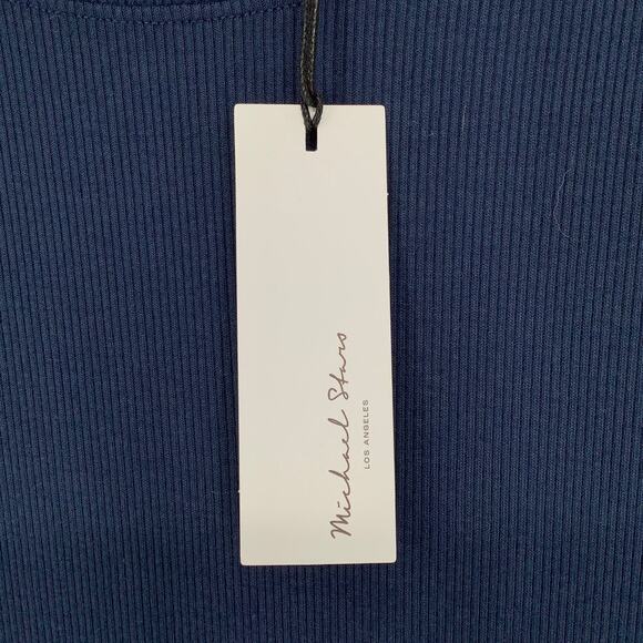 Michael Stars Women's Small Nocturnal Yessenia Faux Wrap Midi Dress Ribbed J2-26 - Picture 6 of 8